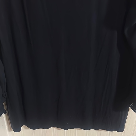 LOFT Black Ruched neckline and sleeves Blouse Long Sleeves Size Small Elegant - Picture 9 of 13